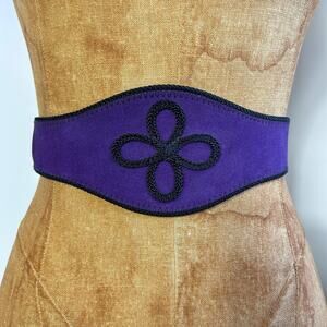 Vintage Purple Suede Quatrefoil Corset Style Cinch Waist Belt